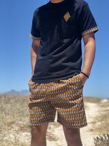 Africa_Made_Only_Gold_Shweshwe_black_T_shirt