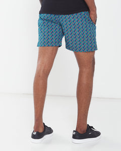 Africa_Made_Only_Green_Shweshwe_black_T_shirt_casual_shorts_
