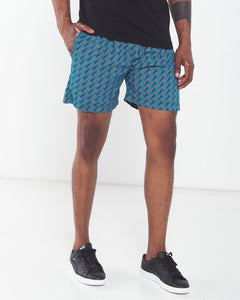 Africa_Made_Only_Green_Shweshwe_black_T_shirt_casual_shorts_