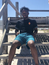 Africa_Made_Only_Green_Shweshwe_black_T_shirt_casual_shorts_