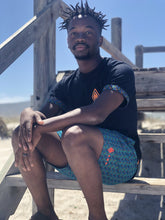 Africa_Made_Only_Green_Shweshwe_black_T_shirt_casual_shorts_8