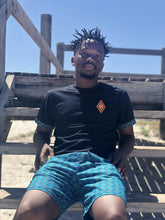 Africa_Made_Only_Green_Shweshwe_black_T_shirt_casual_shorts_8