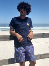 Africa_Made_Only_Purple_Shweshwe_Navy_T_shirt_casual_shorts