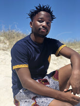 Africa_Made_Only_Yellow_Shweshwe_Navy_T_shirt_Fish_Shorts_
