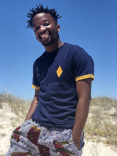 Africa_Made_Only_Yellow_Shweshwe_Navy_T_shirt_Fish_Shorts_