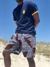 Africa_Made_Only_Yellow_Shweshwe_Navy_T_shirt_Fish_Shorts_