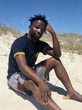 Africa_Made_Only_Yellow_Shweshwe_Navy_T_shirt_Fish_Shorts_