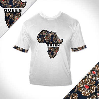 African Queen t-shirt ladies white and floral map