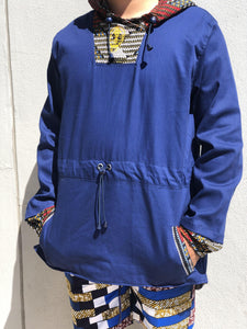 Blue Windbreaker with african accent