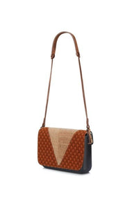 Shweshwe Clutch bag with cork and leather strap