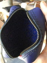Navy Leather bag with shweshwe