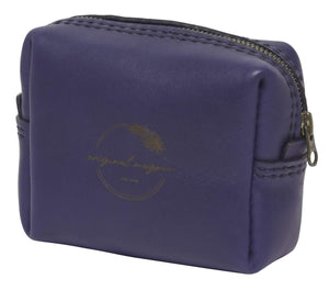 Navy leather bag with shweshwe