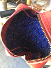 Red leather bag shweshwe