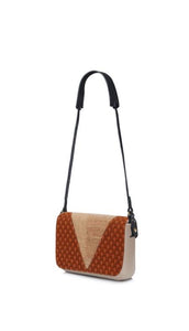 Shweshwe Clutch bag with cork and black leather