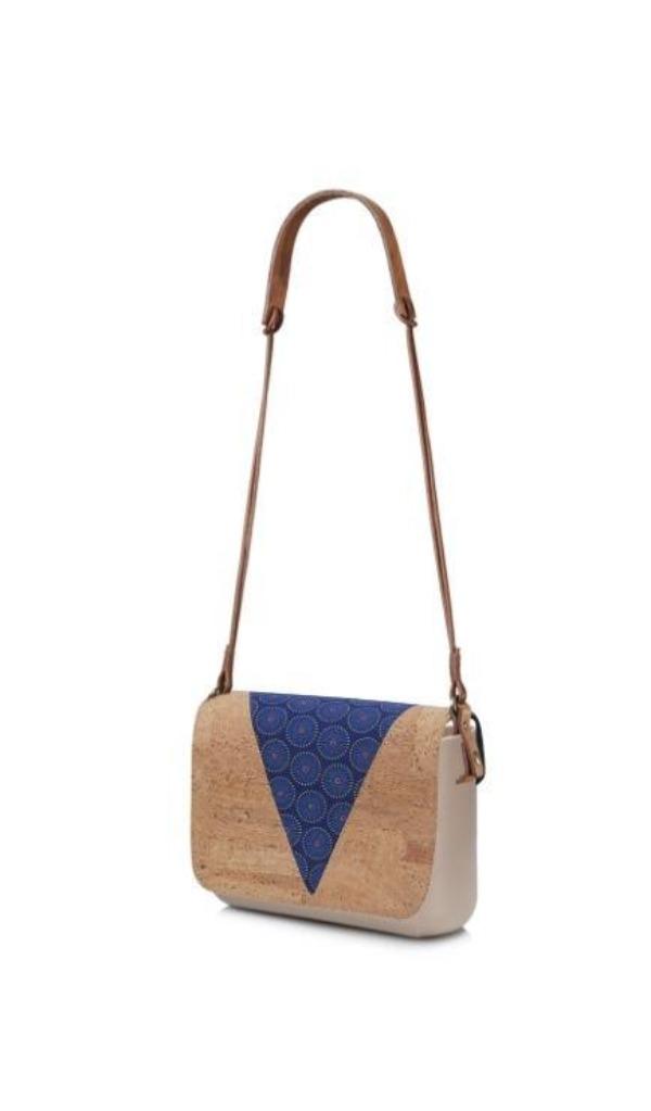 clutch bag blue shweshwe cork
